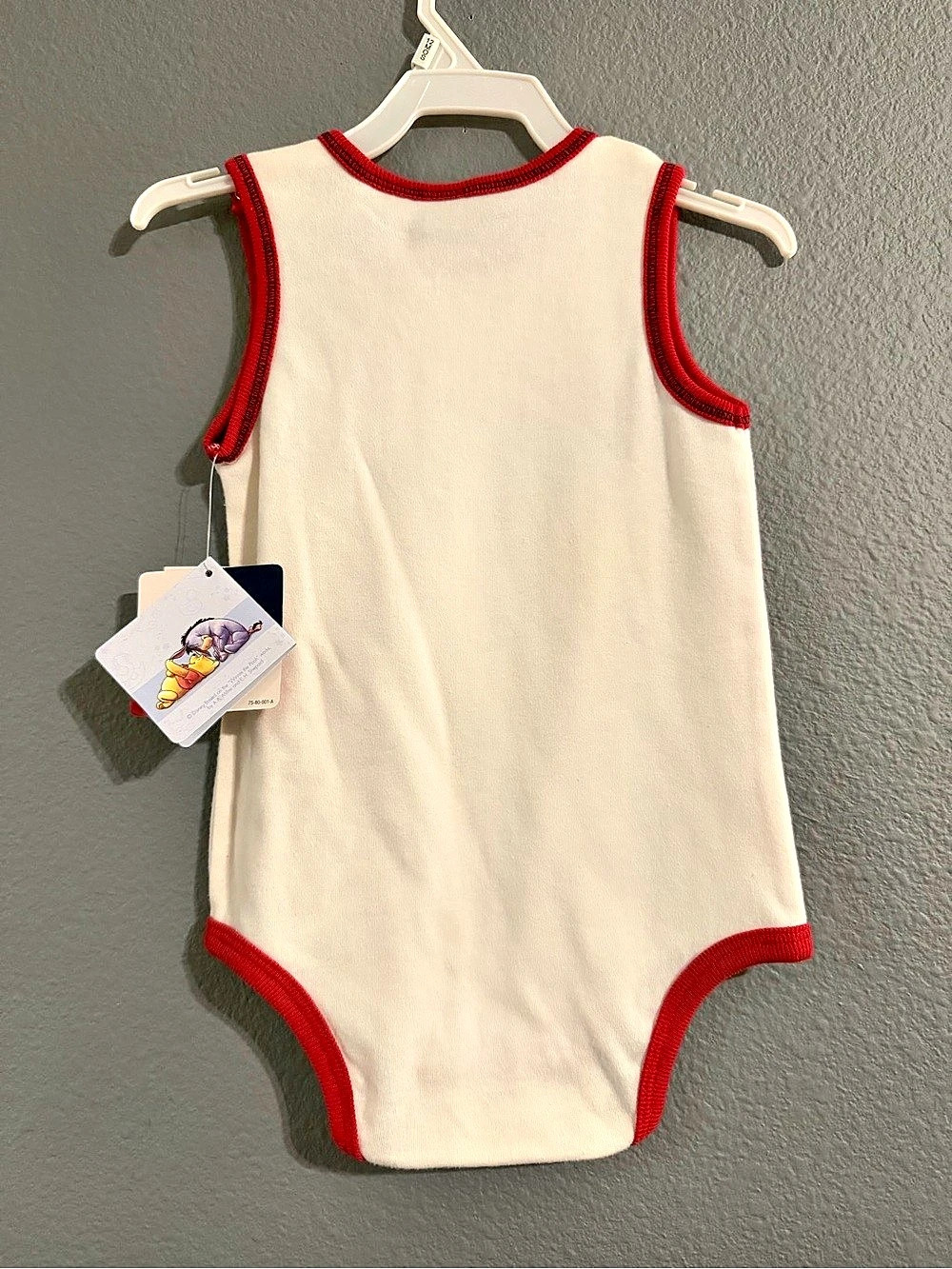 Disney Baby 12M NWT Pooh White & Red Bodysuit - Picture 2 of 3
